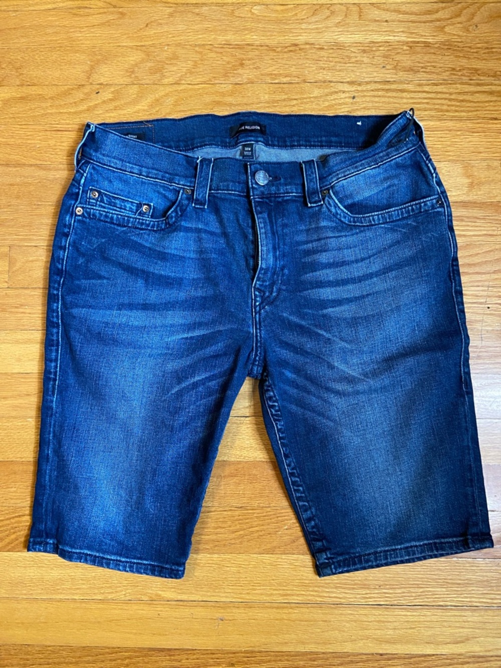 True Religion Men's Dark Blue Denim Shorts